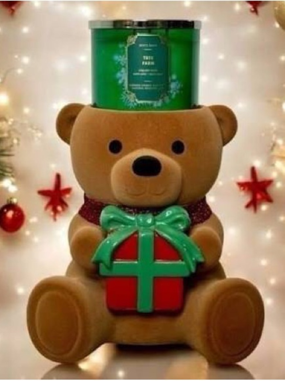 Bath & Body Works Christmas Bear ,3 wick candle holder